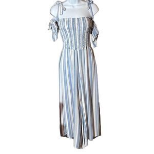 Ocean Drive Women's Off the Shoulder Stripes Smocked Jumpsuit Size M